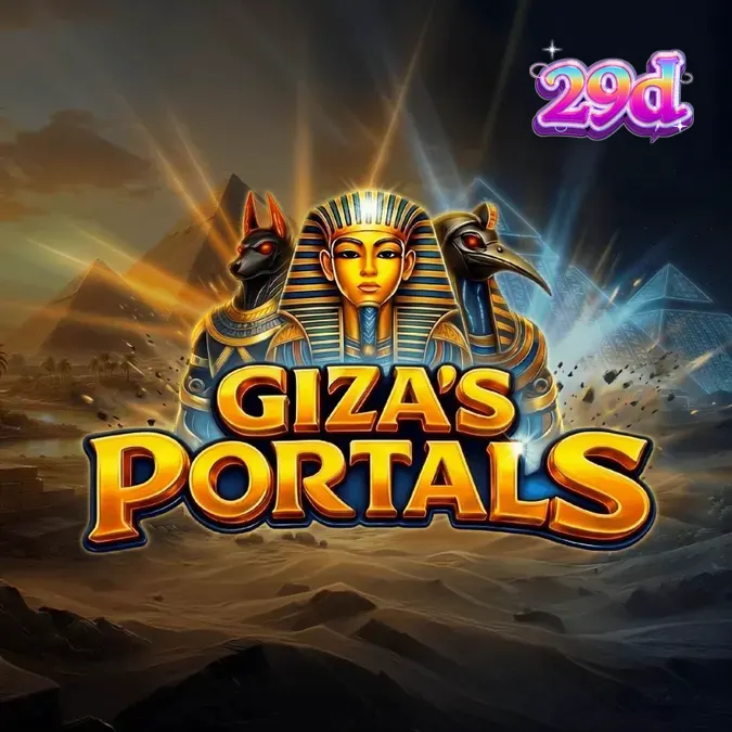 Interface do jogo de slot Giza’s Portals com temática egípcia